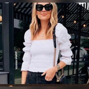 Reformation Gala Top Boho Cropped Lenin Blend Oat  White Sz Small